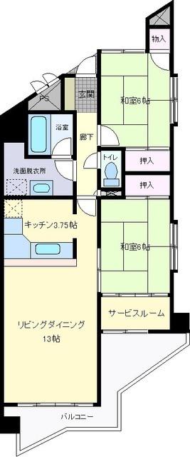 サンファミーユ茶畑(2LDK/2階)の間取り写真