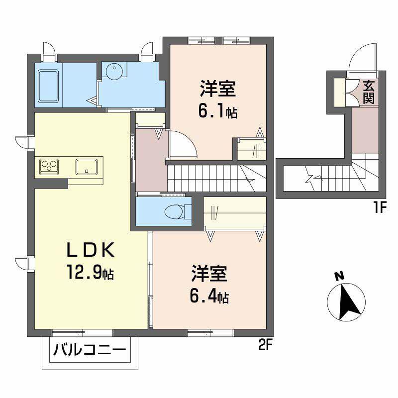アトリエール(2LDK/2階)の間取り写真