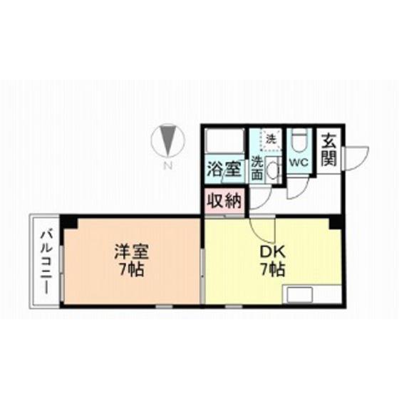 リュミエ白銀(1DK/2階)の間取り写真