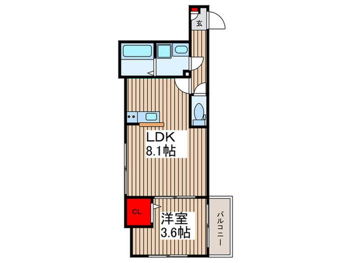 CRELISS浦和(1LDK/2階)の間取り写真