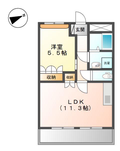 ビラージュ新野辺(1LDK/1階)の間取り写真