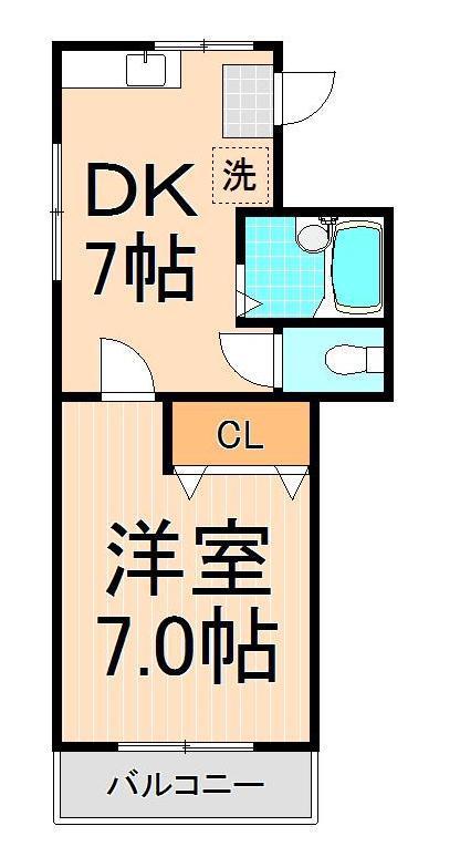 第1アサヒハイツ(1DK/1階)の間取り写真