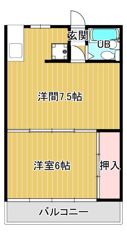 石丸ハイツ(1LDK/3階)の間取り写真