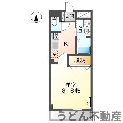 ＪＲ予讃線 坂出駅 徒歩3分 3階建 築11年(1K/1階)の間取り写真