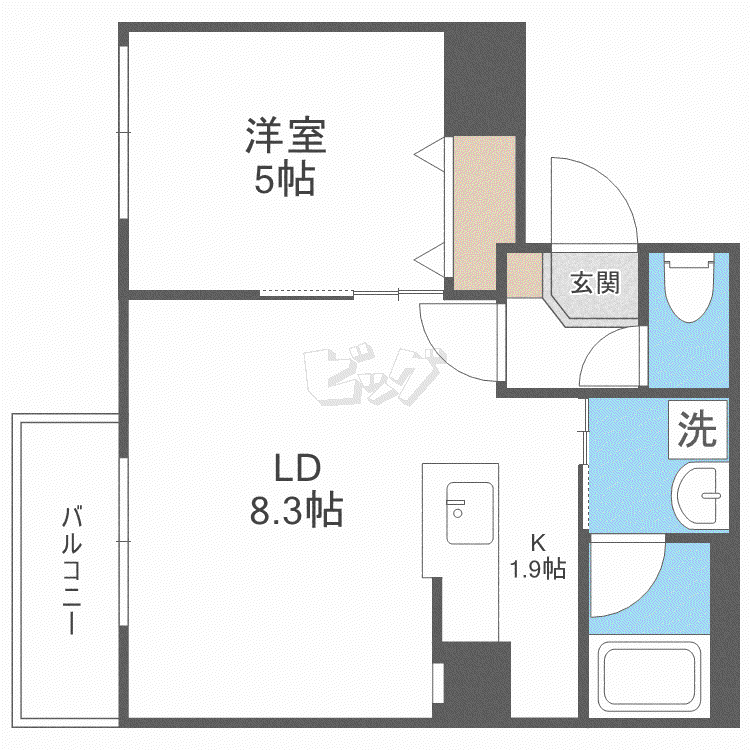 ユラ美園(1LDK/2階)の間取り写真