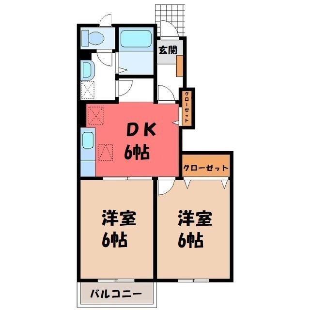 アフロート(2DK/1階)の間取り写真