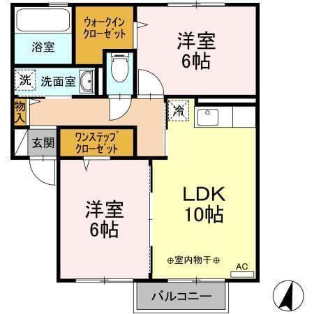 セブンフィールドA(2LDK/2階)の間取り写真
