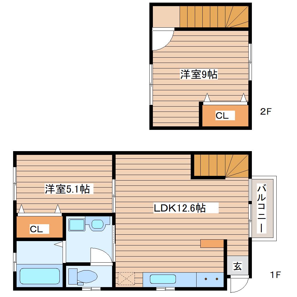リバティー南中山(2LDK/1階)の間取り写真