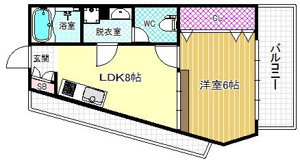 米治ハイツ(1LDK/3階)の間取り写真