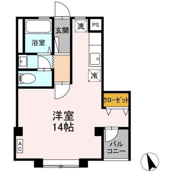 ざおうマンション(ワンルーム/2階)の間取り写真
