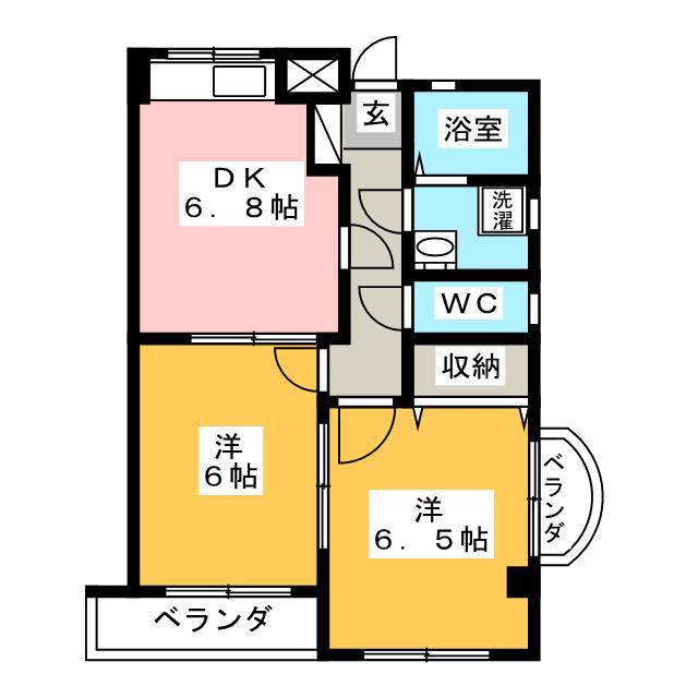 ヴィラメゾン TAKASAGO(2DK/3階)の間取り写真