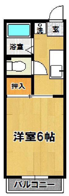 つくばリバーサイドウエスト(1K/2階)の間取り写真