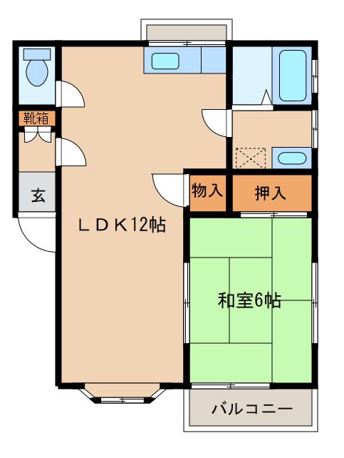 コスモメゾンI(1LDK/2階)の間取り写真