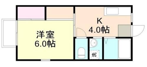 ラフォーレB棟(1K/2階)の間取り写真