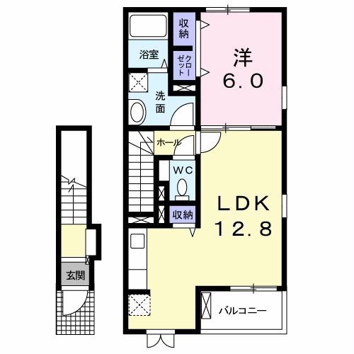 エピナールA(1LDK/2階)の間取り写真