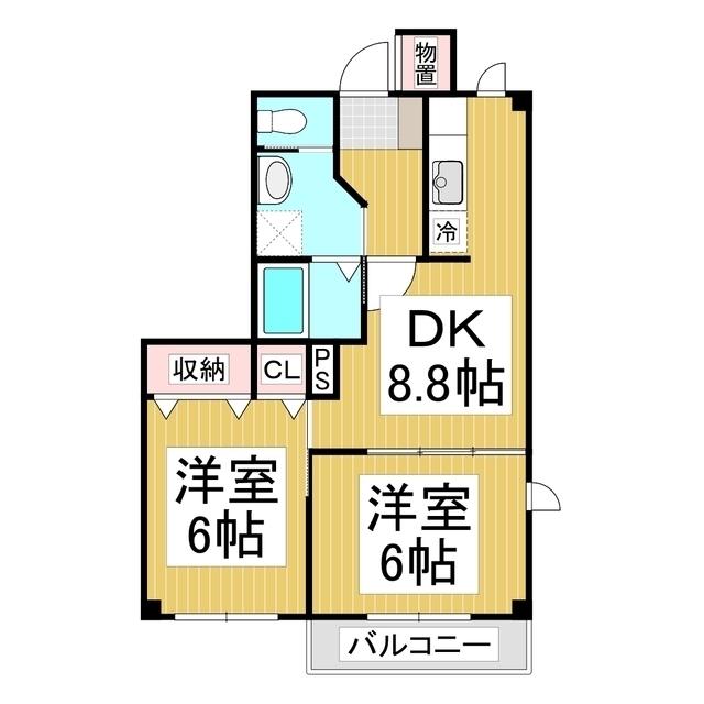エディビレッヂB(2DK/1階)の間取り写真