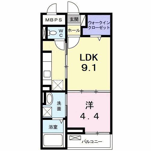 ベラ カーサ K(1LDK/1階)の間取り写真