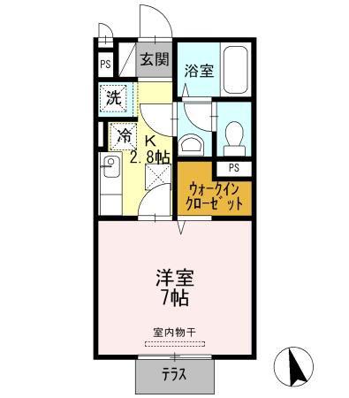 フォルトゥーナ(1K/1階)の間取り写真