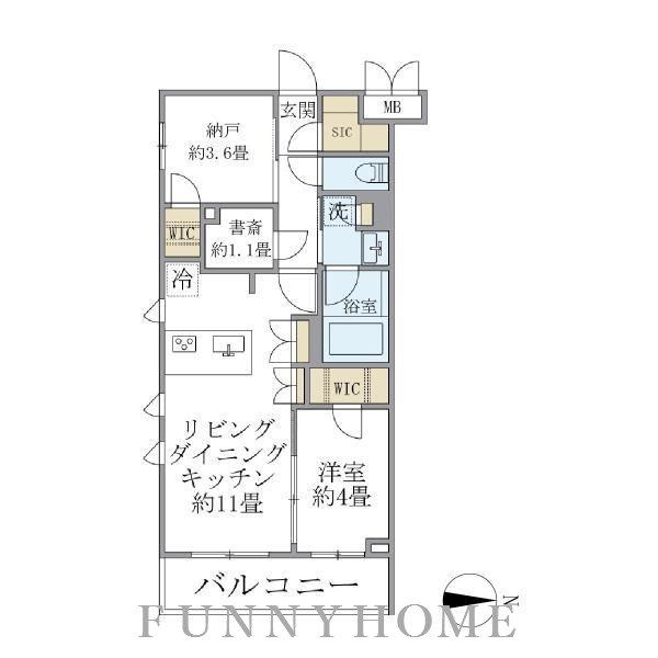 LA PERLA JIYUGAOKAII(1SLDK/1階)の間取り写真