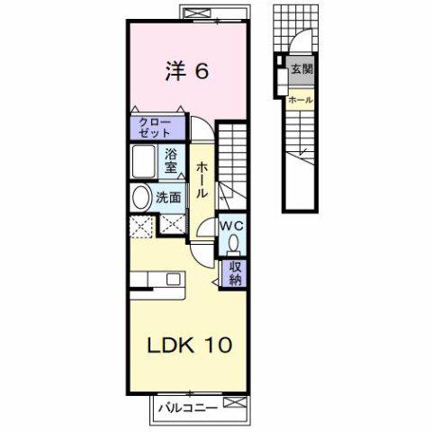 アーバン・フォレストB(1LDK/2階)の間取り写真