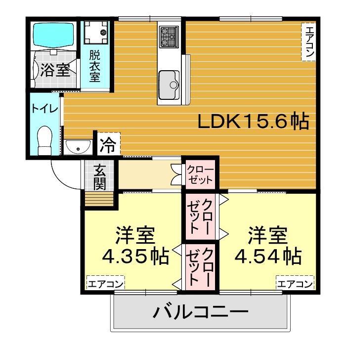 サンヒルズYAMANO(2LDK/2階)の間取り写真