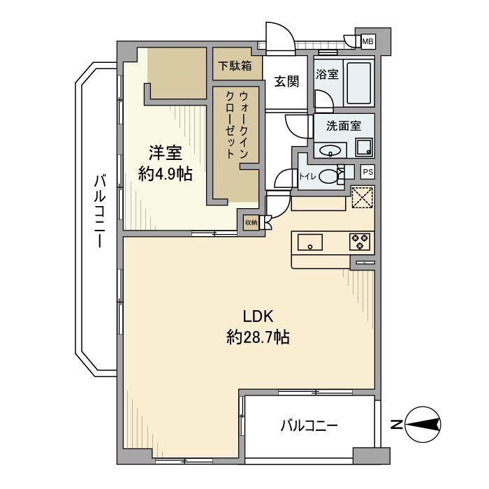 ファミール夙川宮西町(1LDK/3階)の間取り写真