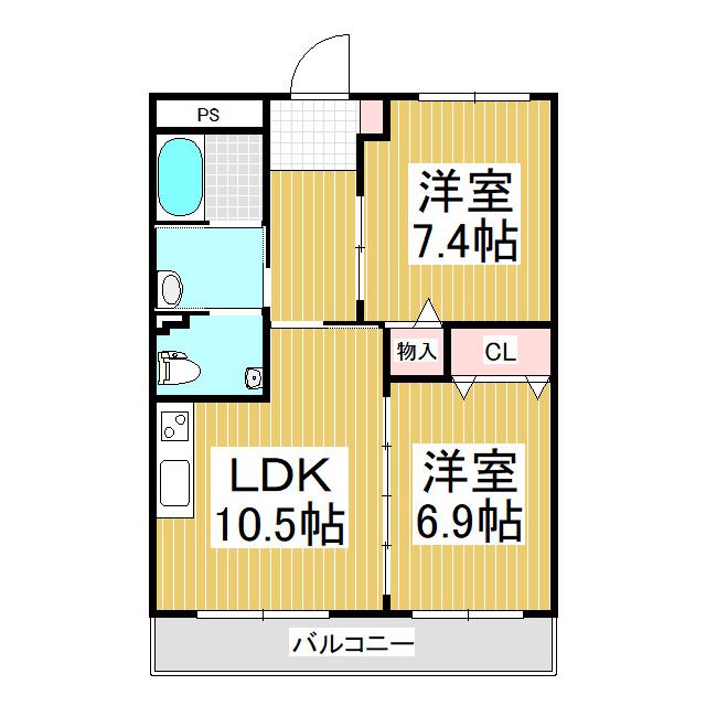 エスポワール(2LDK/2階)の間取り写真