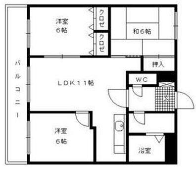 グランデール久留米(3LDK/2階)の間取り写真