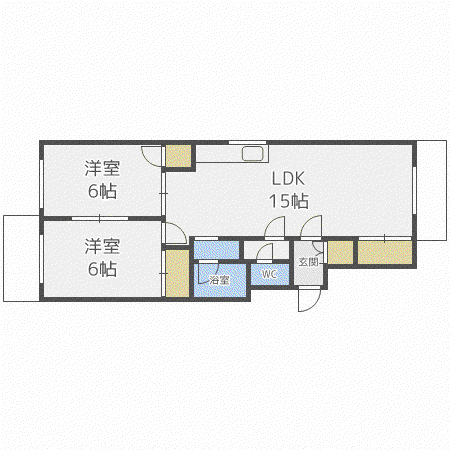 マンションむらかみ(2LDK/2階)の間取り写真