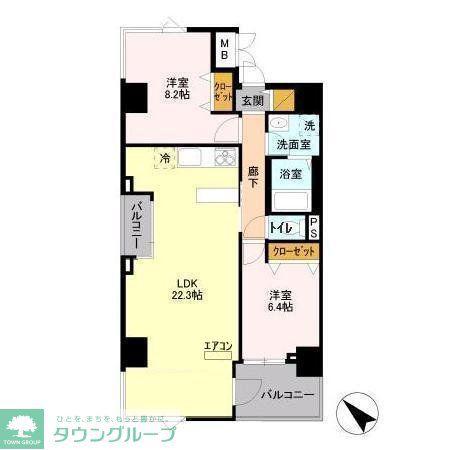 グリーンヒルズ(2LDK/7階)の間取り写真