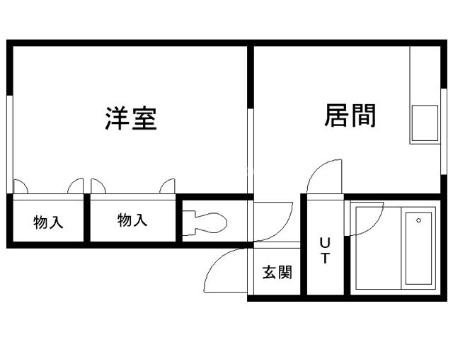 Kランド A棟(1DK/2階)の間取り写真