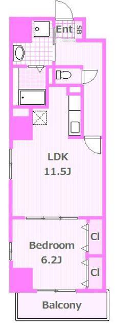 グランスイート新横浜(1LDK/2階)の間取り写真