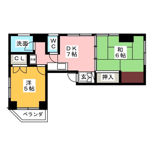 コーポアブニール(2DK/1階)の間取り写真