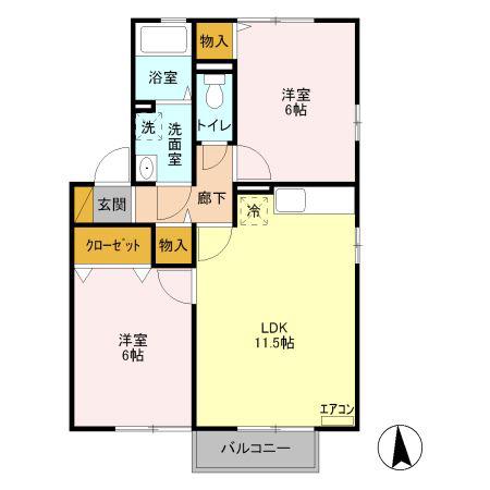 ビリーヴAB(2LDK/2階)の間取り写真