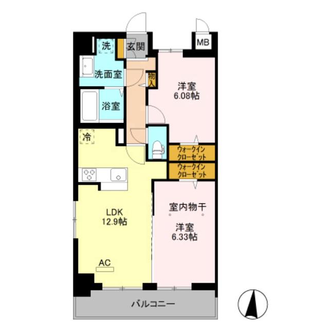 エスペランサ(2LDK/6階)の間取り写真