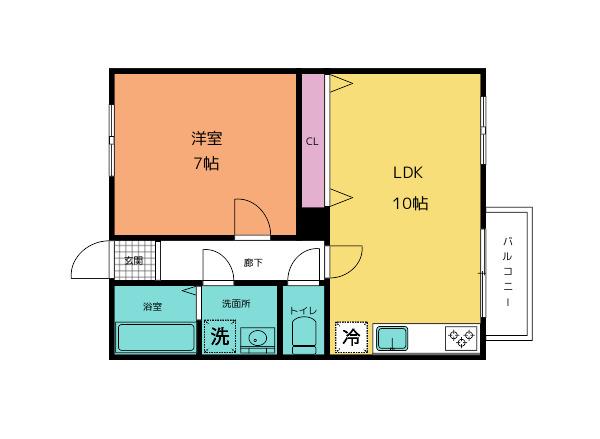 ときわハイツ(1LDK/2階)の間取り写真