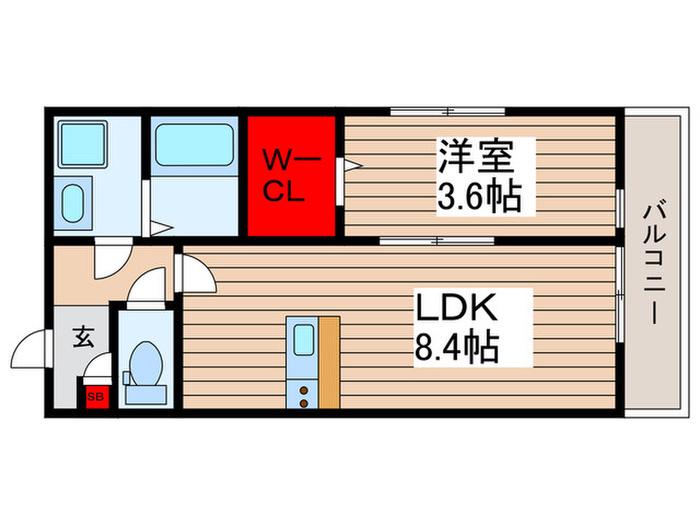 松戸市新松戸北1丁目I(1LDK/1階)の間取り写真