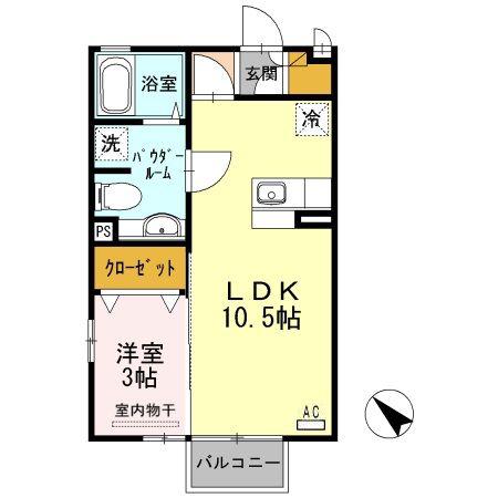 セジュールYAMAZAKI B(1LDK/2階)の間取り写真