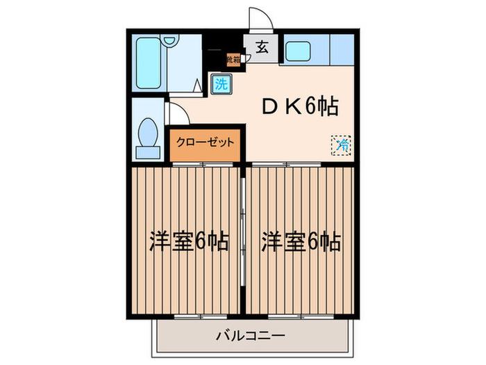 ヴィラ・アレン(2DK/2階)の間取り写真