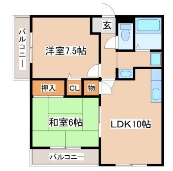 REGULUS須磨寺(2LDK/1階)の間取り写真