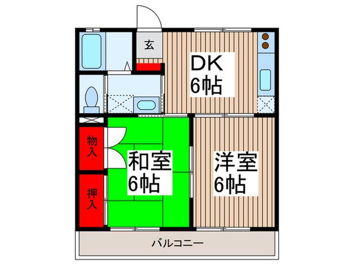 レ・アールメゾン(2DK/2階)の間取り写真