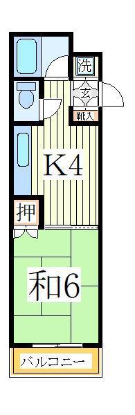 北柏台OAK FLAT(1K/1階)の間取り写真