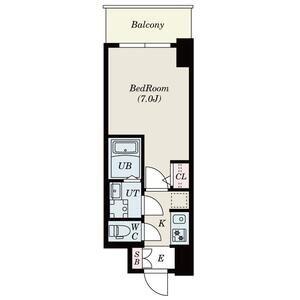S-RESIDENCE難波大国町UNO(1K/7階)の間取り写真