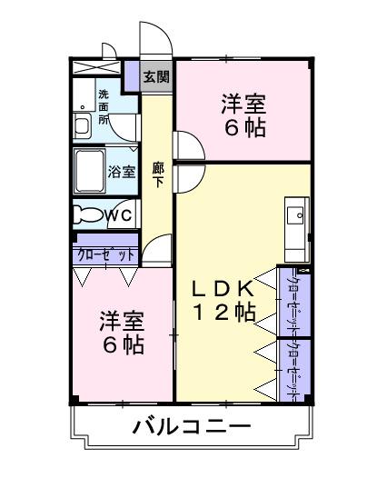 サニーヒルオオツキ(2LDK/3階)の間取り写真