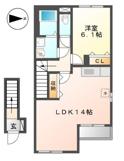 アミューズ(1LDK/2階)の間取り写真