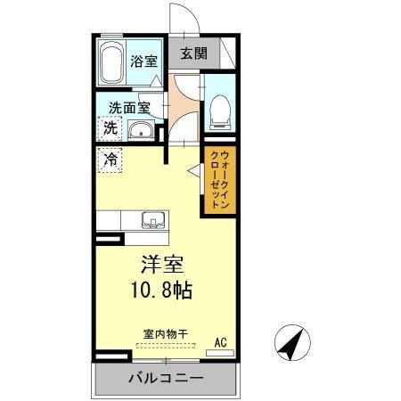 フェリシダーデ(ワンルーム/2階)の間取り写真