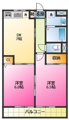 チェリーハウスII(2DK/2階)の間取り写真