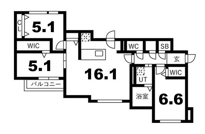 A-BIC厚別中央(3LDK/4階)の間取り写真