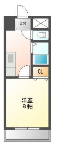 セイブステイツ野並(1K/4階)の間取り写真