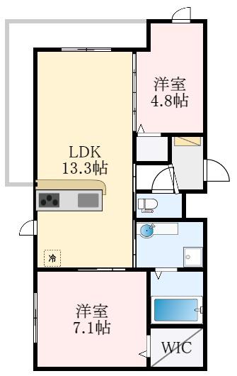 PASSARO GRANDE 大美野(2LDK/1階)の間取り写真